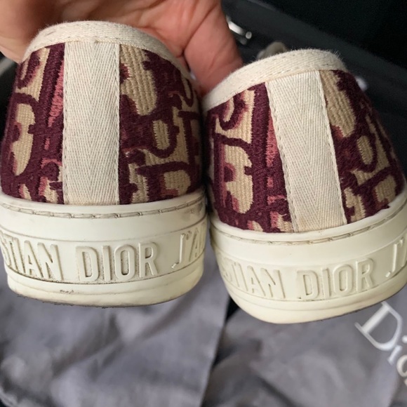 Authentic Christian Dior sneakers in leather inside and burgundy color, - Picture 5 of 6